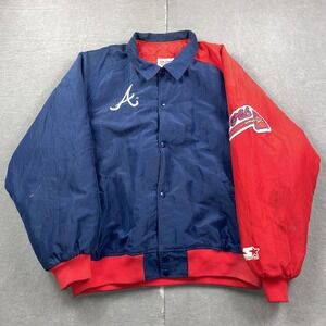 Vintage Atlanta‎ Braves Jacket Mens XL Blue Red MLB Baseball Starter Diamond 90s